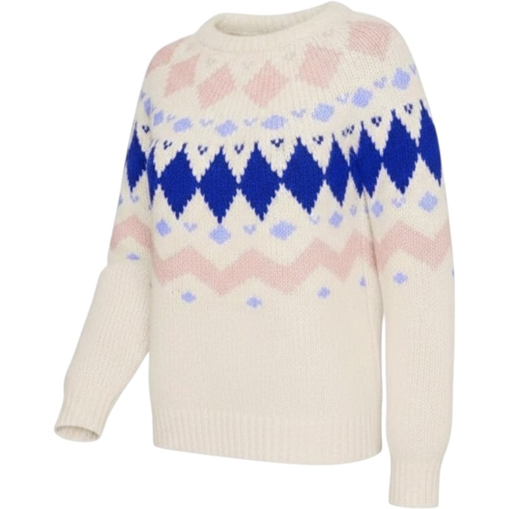 Womens Vero Moda SKI Knit Sweater Sz Small Crew Neck Nordic White Blue NWT
